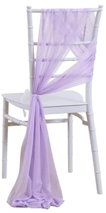 LYHYDMA Chair Sashes 12pcs Chair Sashes for Wedding Chiffon Chair Covers Wedding Decoration for Ceremony Party Banquet(Lilac)