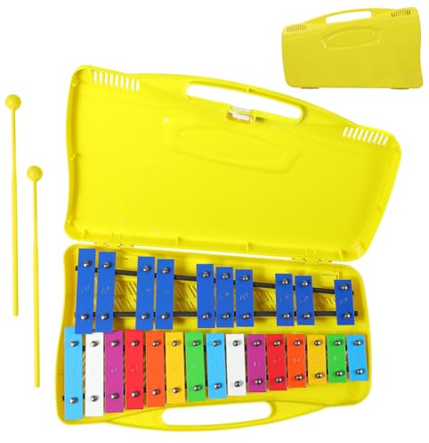 Yardwe Metalófono Infantil Educativo de 25 Notas con Estuche Amarillo | Para clases de música, iniciación rítmica y juego guiado de niños en casa, escuela o talleres de percusión