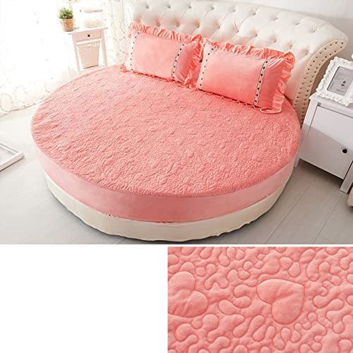 Runden Spannbettlaken verdicken Füllung aus Baumwollfasern Tagesdecke Weicher Kristall-Fleece-Stoff Matratzenschoner Bettlaken bettwäsche (Farbe : Jadepulver, Größe : Kissenbezug x 2.)