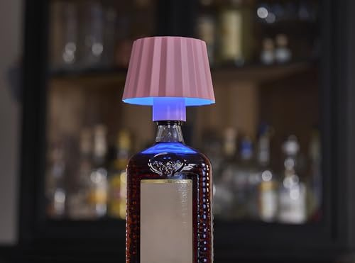 Northpoint 3in1 LED Tischlampe Flaschenleuchte max. 45cm hoch mit 3000mAh Akku 200lm warmweiß und RGB stufenlos dimmbar für Innen und Außen Plissee pink