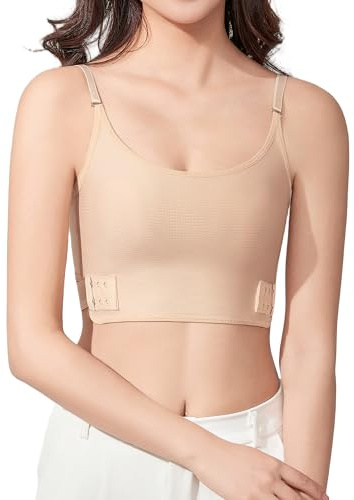 AIEOE Damen Brust Binder für Transgender FTM Cosplay Verstellbarer Kurze Korsett Binder-BH Sport-BH Yoga Tank Top Tomboy Nahtloser S-XXL