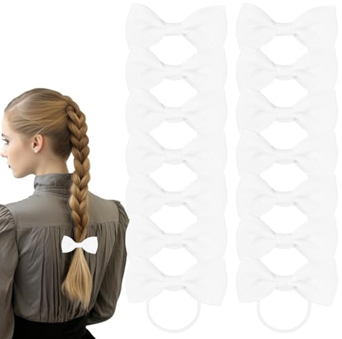 Bliceon 20-teiliges weißes Haarschmuck-Set – Mädchen-Haargummis, Schleifen, Schulbänder, weiße Haarbänder, Clips, elastische Haarbänder und Zöpfe, für Kinder und Frauen