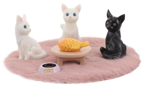 LALADEFIEE Miniatur Katzenfiguren 7 Stück Aus Weichem Plüsch Realistische Mikrodekoration Für Puppenhäuser Und Kleine Räume Katzenliebhaber Wohnkultur Und Terrarium Accessoires