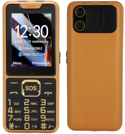 XUMIUZIY 4G-Seniorentelefon, 2,6-Zoll-HD-Display, Bruchsicheres Mobiltelefon mit Großen Tasten, SOS-Taste und Taschenlampe, für Notrufe und Einfache Navigation (Gold)