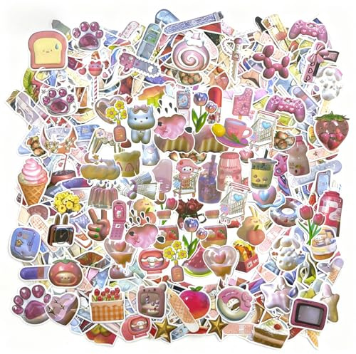 120 Stück Cute Sticker Aesthetic, rosa Coquette Aufkleber Mädchen, wasserdichte Vinyl Sticker Mädchen, ästhetische süße Stickers für Scrapbook Laptop Fotoalbum Journal Dekoration