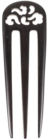 Tofficu Bâtonnet à Cheveux en Bois Style Vintage Noir pour Femmes, Accessoire de Coiffure Élégant à 3 Branches, pour Soirées et Voyages