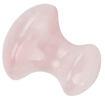 Rengue Strumento per Massaggio Viso in di Quarzo Rosa Naturale Massaggiatore per Occhi Pietra da Massaggio a Forma di Fungo con Superficie Liscia per la Cura della Pelle