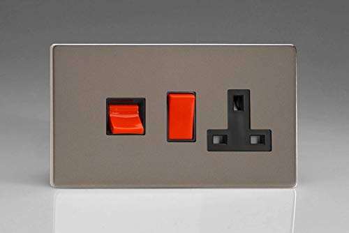Varilight Screwless Pewter effect Cooker switch & socket
