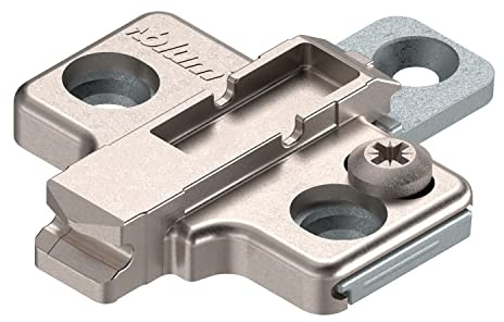 Blum 175H9100 Nickel Schrankscharnier Zubehör Clip Top zweiteilige Flügelmontageplatte mit Holz- und Metallschrauben und Nullabstand