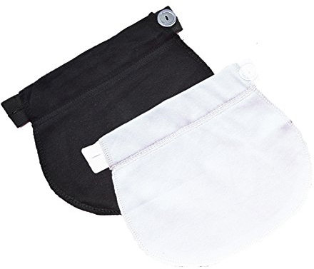 Lot de 2 ceintures d'ajustement 1029 - pantalon et jupe - grossesse - Noir + blanc