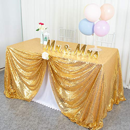 ShinyBeauty Gold Pailletten Tischdecke, 122,7 x 178,9 cm Gold Pailletten Tischdecke, versandfertig Pailletten Stoff Tischwäsche Pailletten Tischdecken (125 x 180 cm)