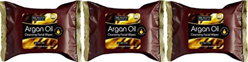 THREE PACKS of Beauty Formulas Argan Oil Cleansing Facial Wipes 30 Wipes