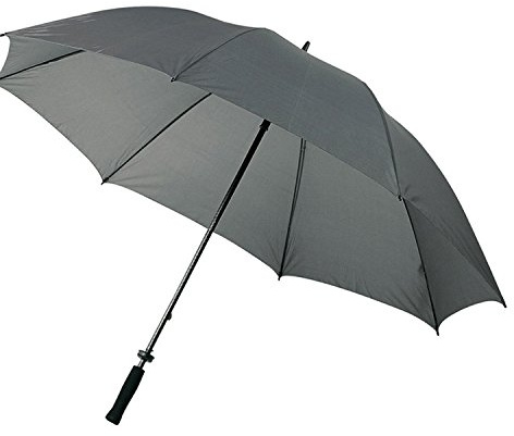 Unbekannt Großer Regenschirm aus 190T Polyester mit Softgriff, Kunststoffspitzen, Karbonoptikgestänge, grau/silbergrau