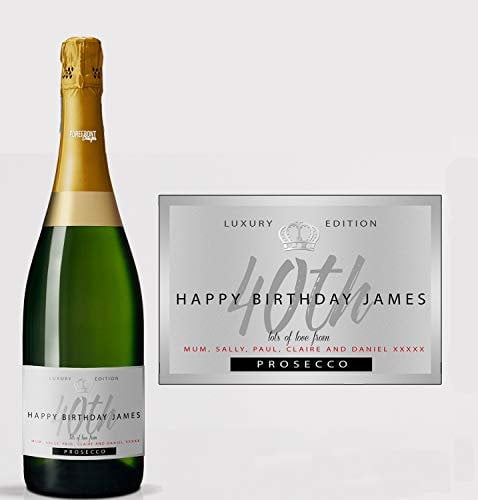 forefrontdesigns Personalised Champagne Bottle Label - Custom Champagne Label Bottle Sticker, Perfect for Weddings, Anniversaries, Birthdays & Gifts - Premium Customisable Prosecco Sticker