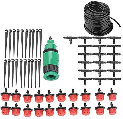 Kit de riego, Tubo de riego de 4/7 mm, Kit de riego por Goteo Boquilla de Manguera de enfriamiento de nebulización para Patio, jardín, césped, Invernadero (15 m)