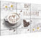 Runa Art Café Cuisine Peinture Tableau Salon XXL Blanc Be Happy 120 x 80 cm 3 Parties Decoration Murale 020631c