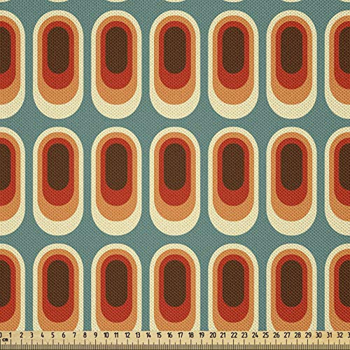 ABAKUHAUS Retro Stoff als Meterware, Vintage-Mode Ethno, Seidiger Satin Stoff Zum benähen von Heimtextilien, 2M (148x200cm), Mehrfarbig