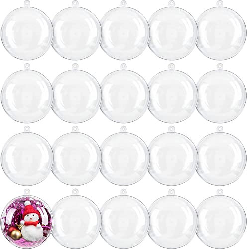 Uten 20 x Bolas de Navidad Forma Redonda Plástico Transparente para Decorar el arbol de Navidad no Incluye Cuerda (5CM)