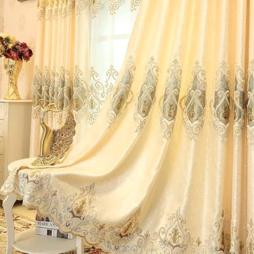MYRU Luxus-Vorhänge im europäischen Stil, für Wohnzimmer und Schlafzimmer, 2 x 168 x 228 cm, verdunkelnd, Tuch, 2 Stück