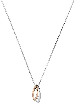 Amor Kette mit Anhänger 925 Sterling Silber Damen Halsschmuck, mit Zirkonia synth., 45 cm, Bicolor, Kommt in Schmuck Geschenk Box, 2022121