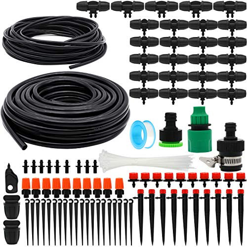 Tropfbewässerungs-Kits, 30 m Gartenpflanzenbewässerungssystem mit Verteilungsschlauch, verstellbare Düsen, automatische Nebelkühlung, Bewässerungsset für Garten, Rasen, Terrasse