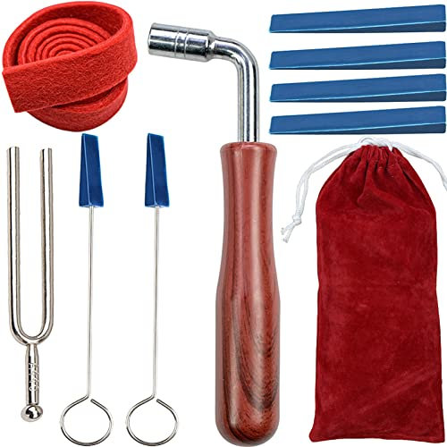 Piano Tuning Kit Professional Wrench Hammer Rubber Mutes Set Including 9pcs Tuning Tools for Piano Tuning with Tuner