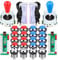 Fosiya 2 Jugador Arcade DIY Kit Arcade Ellipse Oval Style 8 Ways Bat Joystick + LED Chrome Arcade Botones para Videojuegos Mame PC Windows Raspberry Pi 3 4 (Red Blue)