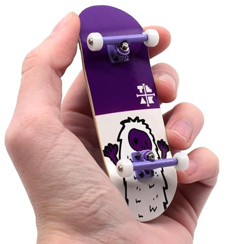 Teak Tuning 32mm Pro Fingerboard Heat Transfer Graphic Complete - Fully Assembled with Pro Level Parts - Pro Shaped Wood Deck (34x97mm), UltraSpin Wheels, Prodigy Trucks - Purple Yeti