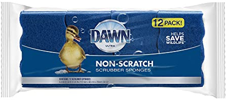 Dawn Ultra Scrubber Sponges Non-Scratch Double-Sided Kitchen Dish Cleaners, 12-Pack, Blue