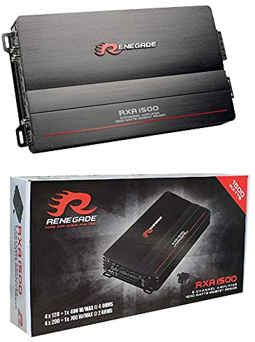 1 amplificatore RENEGADE RXA1500 RXA 1500 5 canali classe a/b 4 x 100 + 1 x 350 watt rms 4 x 200 + 1 x 700 watt max 1500 watt max bass boost spl auto nero, 1 pezzo