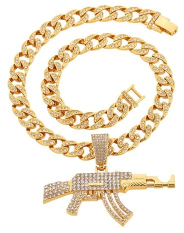 HCMA Hip Hop AAA + Zirkonia Einstellung Bling Ice Out AK 47 Gun Modell Anhänger Halskette für Männer Rapper Schmuck Geschenk