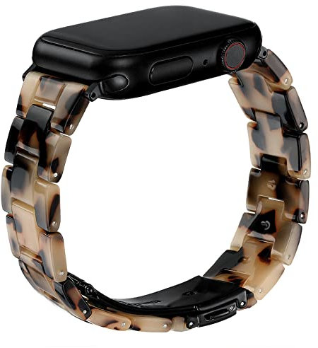 Wongeto Resin Strap Compatible with iWatch Band 38mm 40mm 41mm Apple Watch SE Series 8/7/6/5/4/3/2/1 Women Girl Men,Light Resin Waterproof Strap for iwach Band(Tortoise Stone 38/40/41mm)