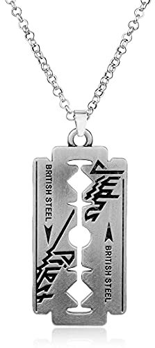 Hip Hop Rock Band Judas Priest Blade Pendentif en forme de rasoir, collier long chaîne en métal pour homme