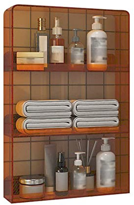 XSSS-ZC Regale, transparente Regale, Acryl-Lagerregale, Badezimmer-Mehrschicht-Lagerregale, Wandmontageregale, Badezimmer-Wandlagerregale,Orange,45CM*10CM*60CM