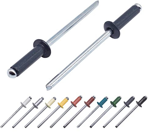 Marcopol (400 Stück) Lackierte Blindnieten 4,0 x 14 mm, Kuppelkopf, DIN 7337, Aluminiumniete und Stahldorn, Popnieten (400, Anthrazitgrau RAL 7016)