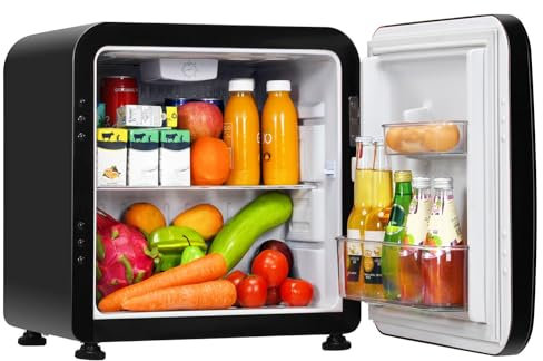 TANGZON Mini Refrigerator, 42L/68L Compact Portable Fridge with Auto Defrost, Reversible Hinged Door, Adjustable Temperature and Glass Shelf, Table Top Cooler for Home, Office & Dorm (42L, Black)