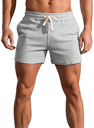 Panegy Herren Sweatshorts Kurze Jogginghose Baumwolle Relaxshorts Atmungsaktive Sport Shorts für Joggen Yoga Training Grau L