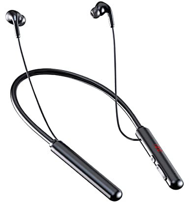 Bluetooth-Kopfhörer, Nackenbügel, kabelloses Headset, 60 Stunden Akkulaufzeit, integriertes Mikrofon mit LED-Display, unterstützt TF-Karte