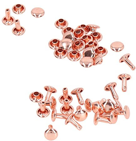 Doppelkappen Nieten, 100 Sets 8 MM Roségold Doppelkappen Nieten Metallknopf Rundnieten DIY Rundnieten für Handtaschen Schuhe Lederhandwerk