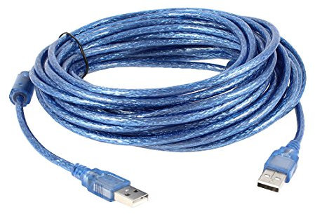 Ruilogod Impresora PC Azul 10 metros USB 2.0 Tipo A Macho a Cable de extensión masculino