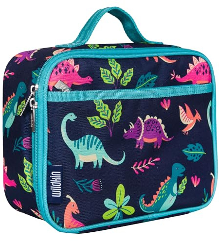 Wildkin Kids Insulated Lunch Box Bag for Boys & Girls, Reusable Kids Lunch Box is Perfect for Early Elementary Daycare School Travel, Ideal for Hot or Cold Snacks & Bento Boxes (Darling Dinosaurs)