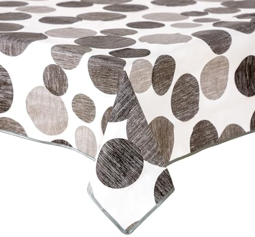 Tischdecke abwaschbar - Wachstuchtischdecke 130 x 220 cm - Steinmuster | Rutschfest & wasserfest aus PVC, Vlies-Unterseite & Paspelrand - für Küche, Esszimmer, Garten & Balkon
