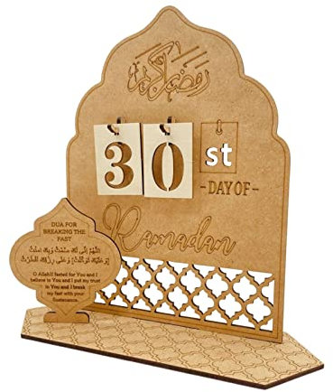 Ramadan Kalender 30 Tage bis Eid aus Holz Countdown Kalender,Eid Mubarak Adventskalender Kalender Ramadan Dekoration für Kinder Geschenke,Ramadan Adventskalender Dekorationen für Zuhause (01)