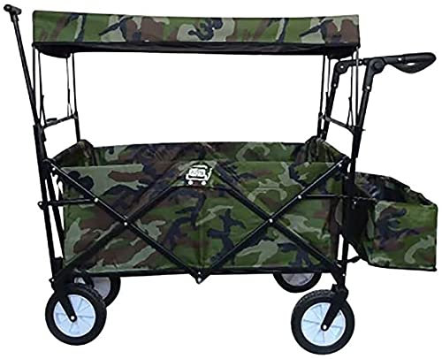 Werkzeugwagen, Klappwagen, Gartenwagen, Gartenwagen, zusammenklappbarer Gartenwagen mit Überdachung, strapazierfähiger Wagen, tragbarer Einkaufswagen, Kindergepäckwagen für Outdoor-Camping, Push-Pull