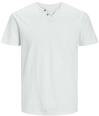JACK & JONES T-Shirt de Base pour Hommes col en V Manches Courtes en Jersey de Coton avec Boutons JJESPLIT, Couleurs:Vert-Menthe, Size:XL
