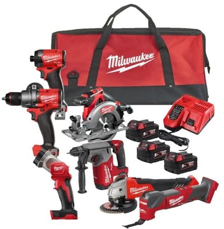 Milwaukee M18 FPP7A3 Fuel 18v Cordless Brushless 7 Piece Power Tool Kit 3 x 5ah Li-ion