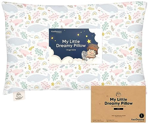 KeaBabies Kinderkissen mit Kissenbezug – 51X35cm Kinderkissen ab 2 Jahren, Waschbares Kinderkissen, Weiches Bio-Kinderkissen, Kinderkissen zum Schlafen, Großes Kinderkissen (Narwhal)