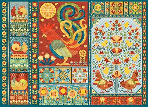 Cobble Hill 1000 Teile Puzzle – Scandi Chicken Quilt – Probeposter enthalten