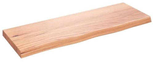 vidaXL Étagère Murale, Dessus de Table avec Bord Vivant, Tablette Suspendue Flottante, Rustique, Marron Clair Bois Chêne Massif Traité