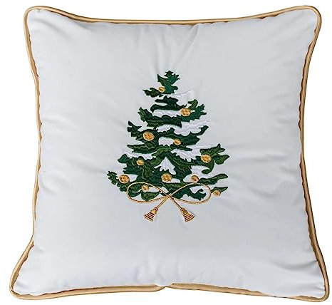 DECORATORE Federa Cuscino Decorativa Ricamata Albero di Natale Velluto Premium - Copricuscino Alberi di Natale - Possibilità di Personalizzazione - 35x55cm